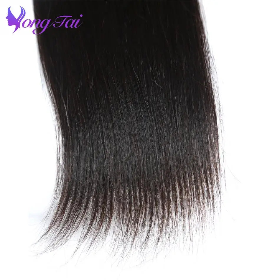 YuYongtai Premium Bone Straight Brazilian Hair Bundles with Closure - Double Weft Non-Remy Extensions