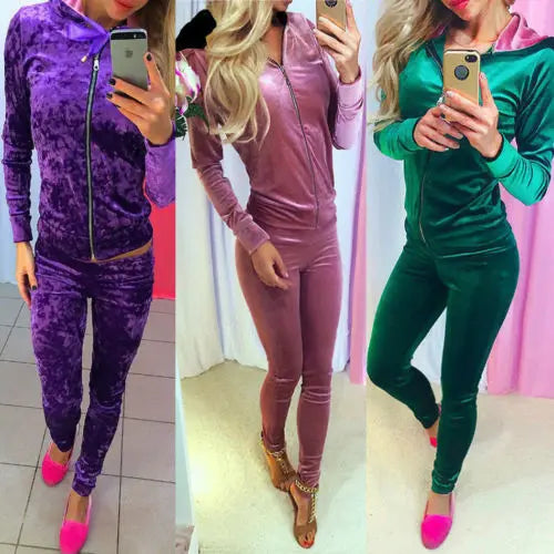 Chic Long Sleeve Bodycon Tracksuit Set for Women - Stylish Hoodie and Trousers Combo