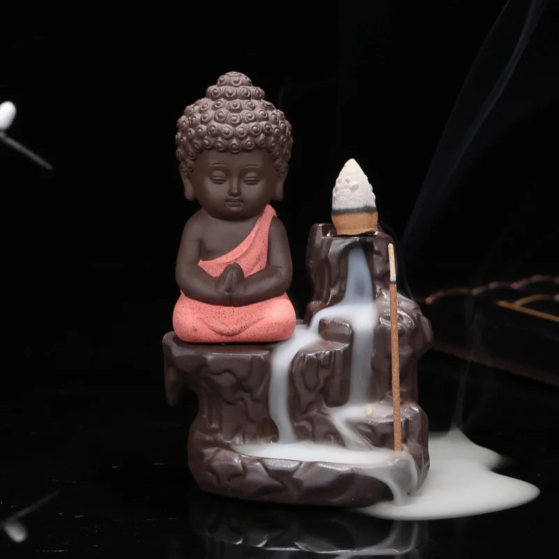 The Little Monk Censer - Creative Home Decor Small Buddha Incense Holder, Backflow Incense Burner for Use in Home and Teahouse