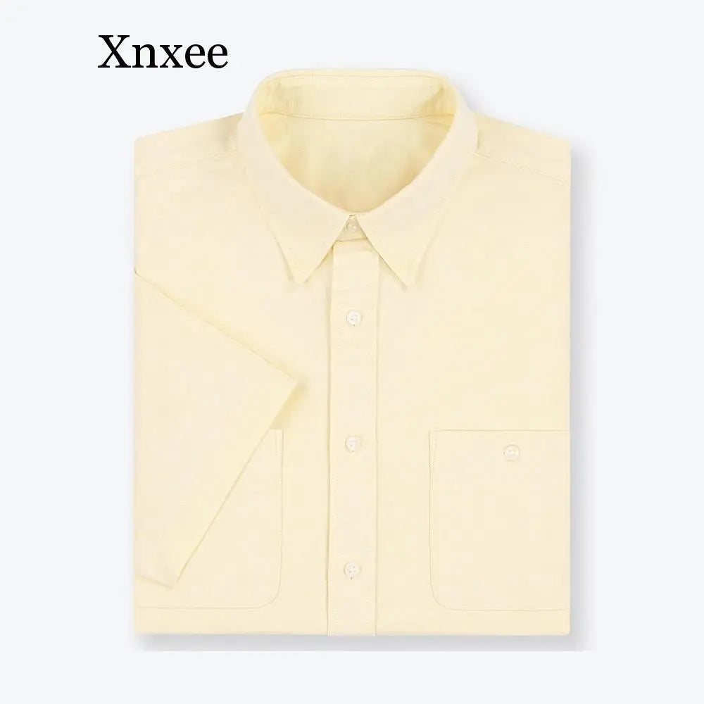 Xnxee Big & Tall Men's Summer Casual Cotton Shirts – Short Sleeve Relaxed Fit Woven Tops