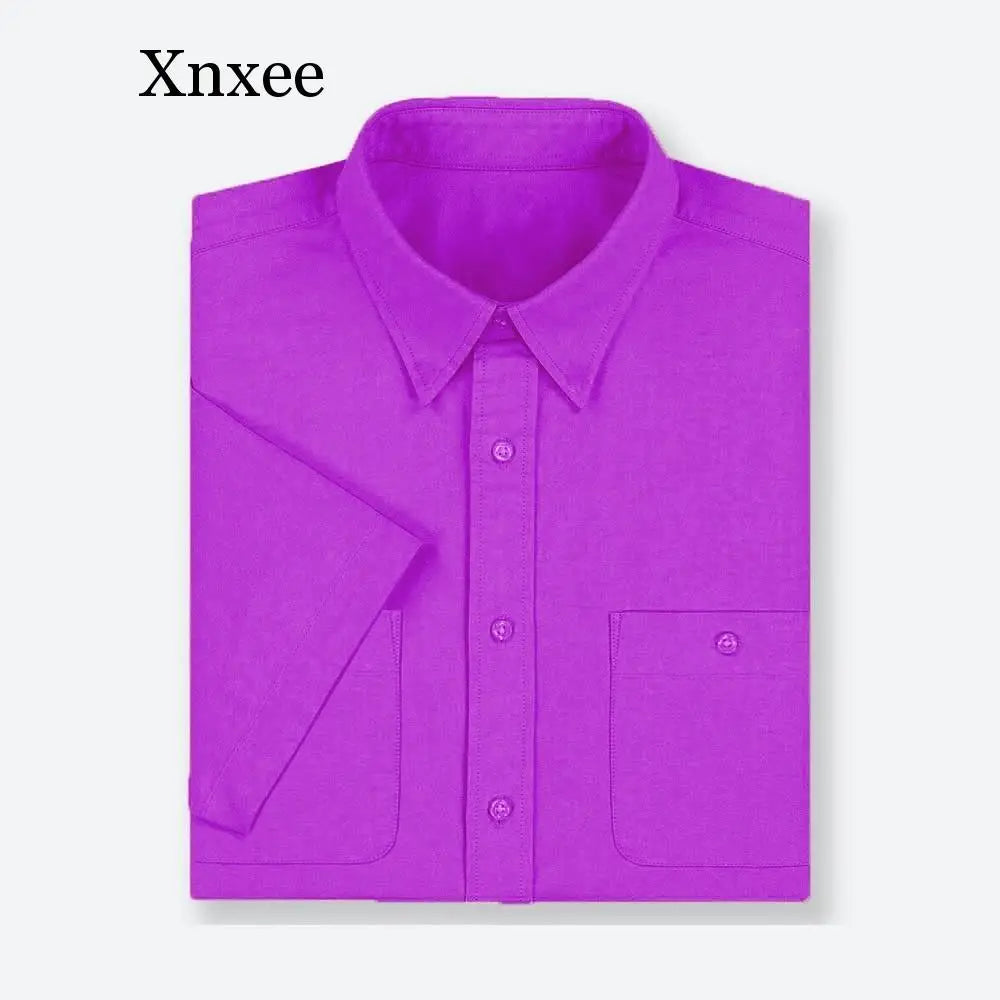 Xnxee Big & Tall Men's Summer Casual Cotton Shirts – Short Sleeve Relaxed Fit Woven Tops