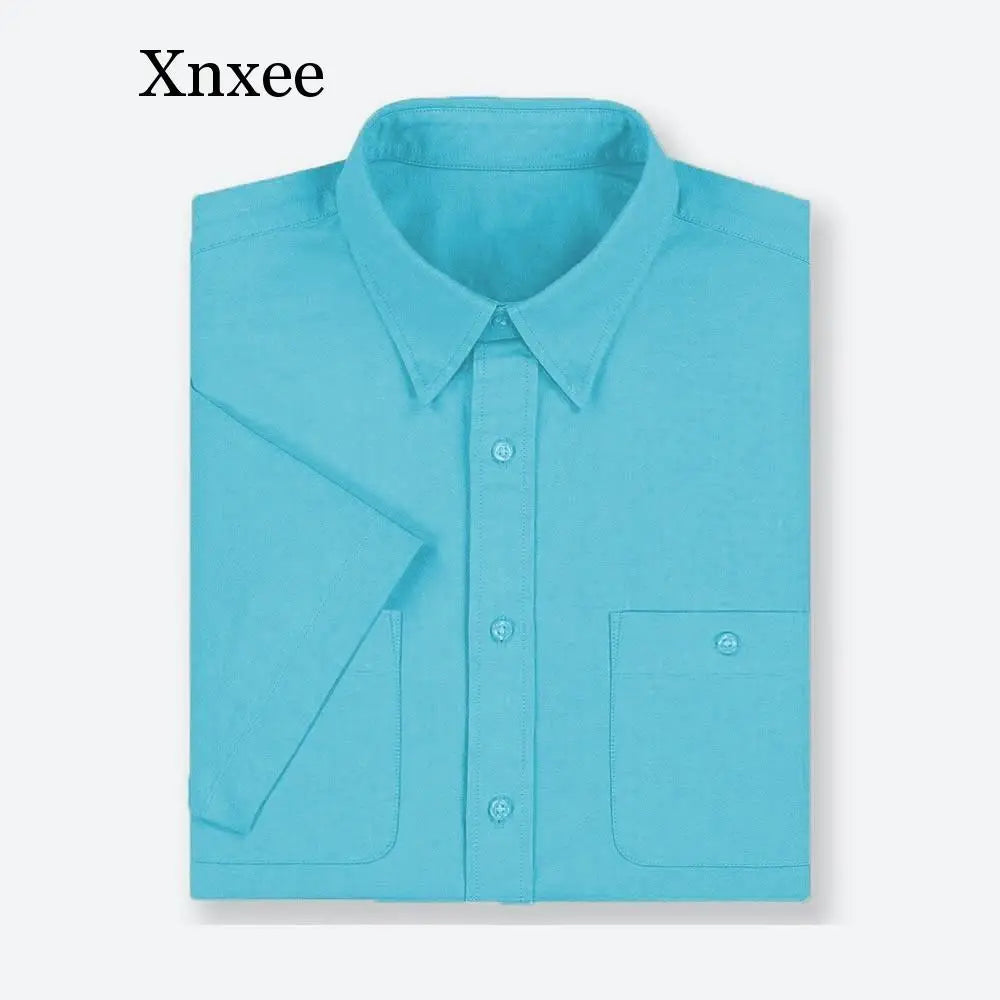 Xnxee Big & Tall Men's Summer Casual Cotton Shirts – Short Sleeve Relaxed Fit Woven Tops