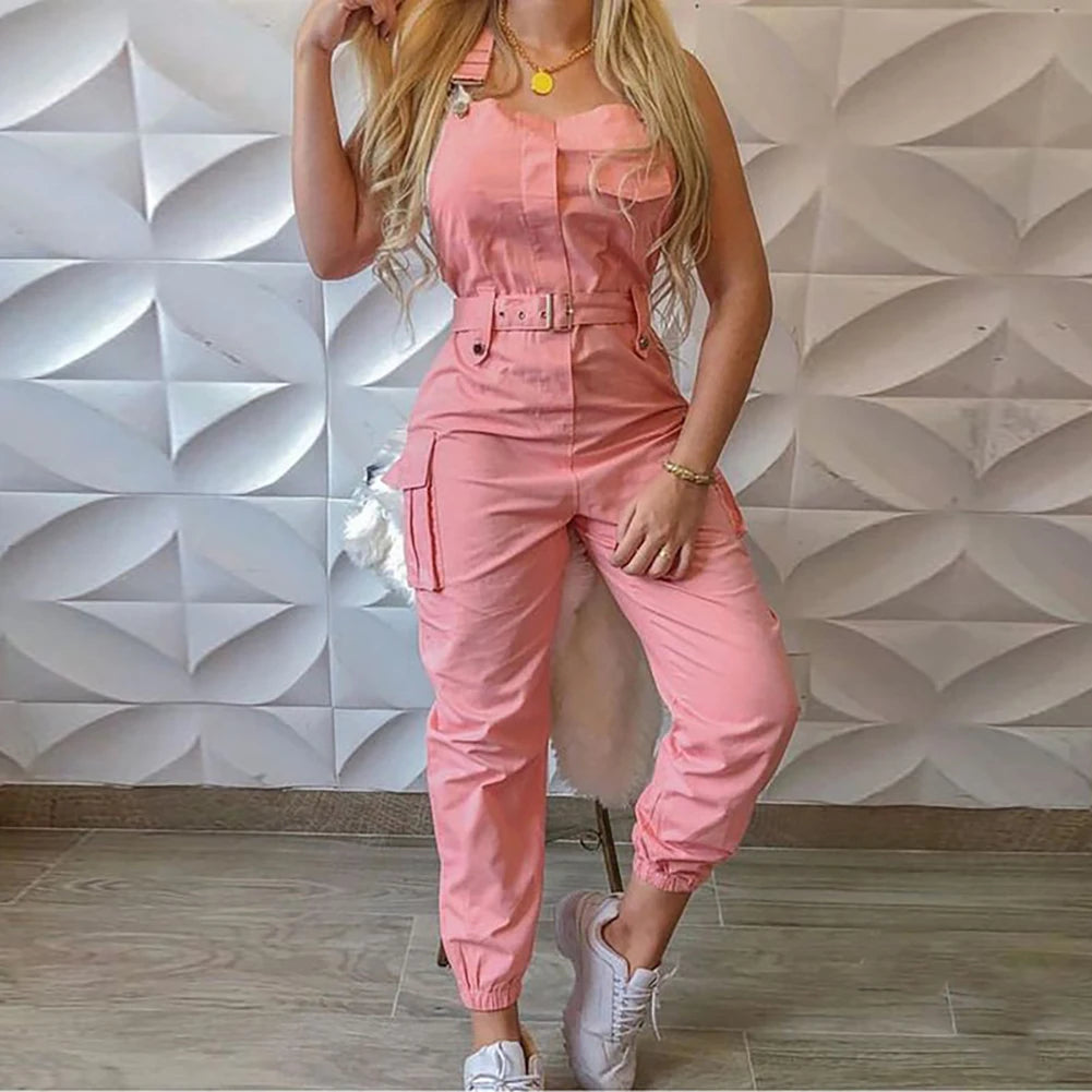 Chic Sleeveless Ankle-Tied Jumpsuit with Pockets for Women