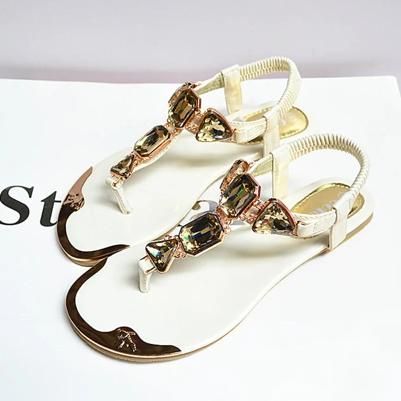 Rhinestone-Embellished Casual Flip Flops for Women - Summer Beach Sandals 2020