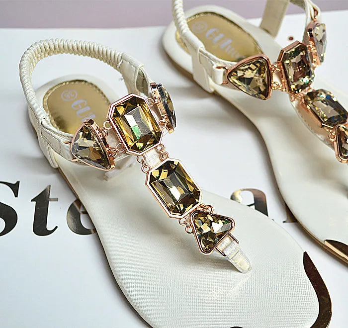 Rhinestone-Embellished Casual Flip Flops for Women - Summer Beach Sandals 2020