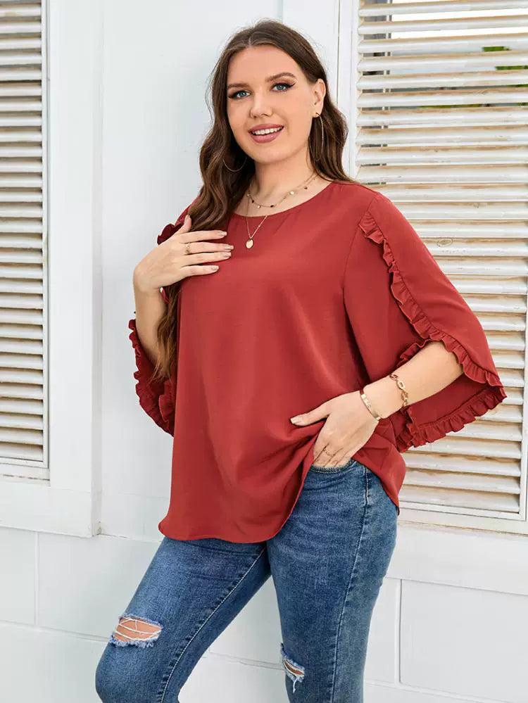 Stylish Plus Size Women's Half Sleeve Red Shirt for Ultimate Comfort