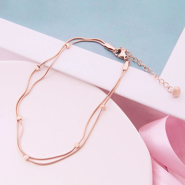 New Arrival Japanese and Korean Classy Titanium Steel Anklet Women's Non-Fading Rose Gold Anti-Allergy Student Stylish Fashion Online Red Fashion