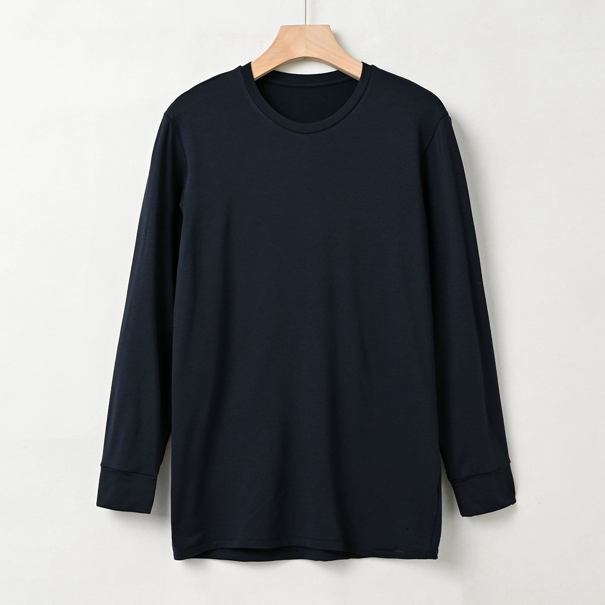 Men's Cozy Brushed Wool Long Sleeve Round Neck Shirt for Autumn Wear