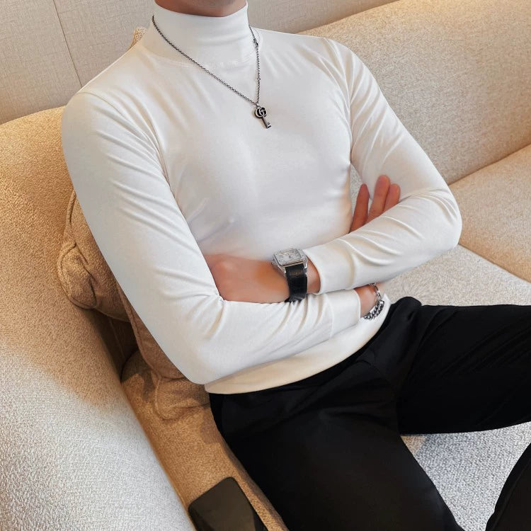 Korean-Inspired Men's Long Sleeve Chic Middle-Collar Shirt