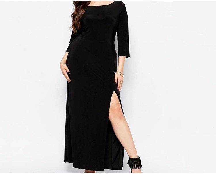 Plus Size Elegant Split Dress for Spring and Autumn