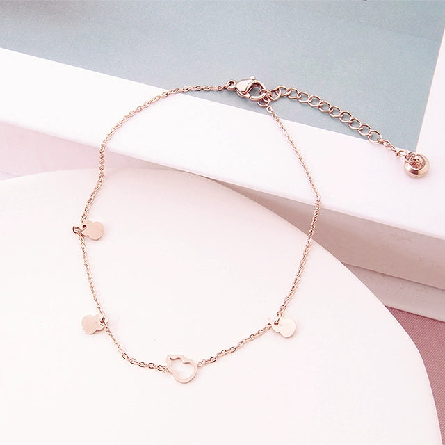 New Arrival Japanese and Korean Classy Titanium Steel Anklet Women's Non-Fading Rose Gold Anti-Allergy Student Stylish Fashion Online Red Fashion