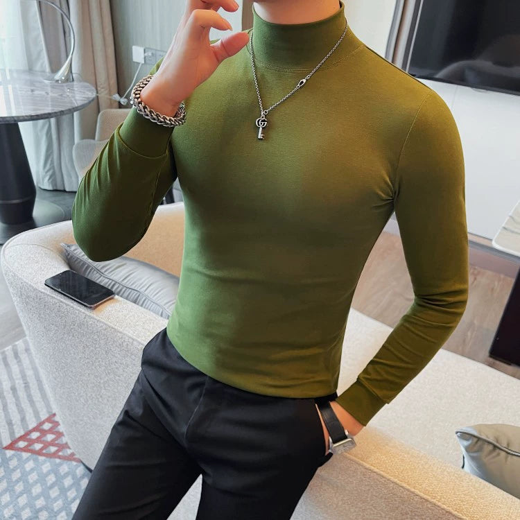 Korean-Inspired Men's Long Sleeve Chic Middle-Collar Shirt