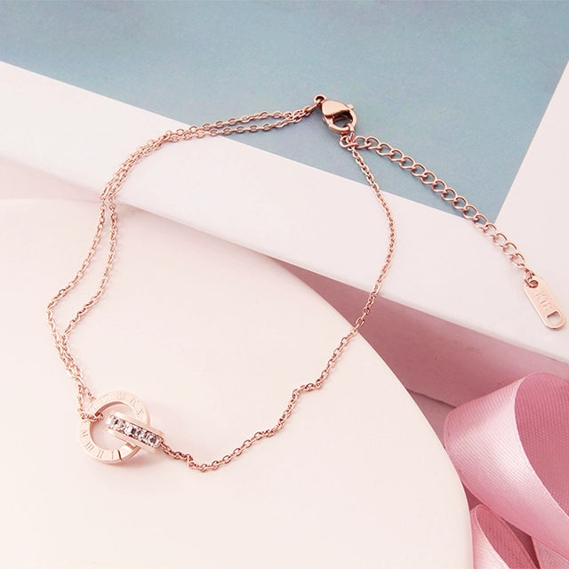 New Arrival Japanese and Korean Classy Titanium Steel Anklet Women's Non-Fading Rose Gold Anti-Allergy Student Stylish Fashion Online Red Fashion