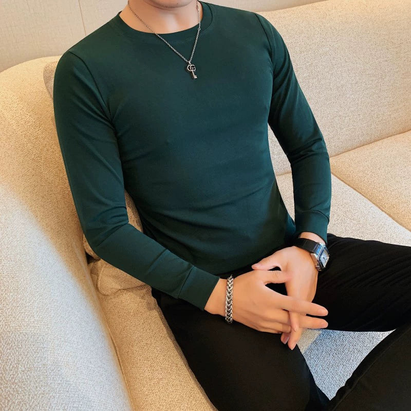 Korean-Inspired Men's Long Sleeve Chic Middle-Collar Shirt