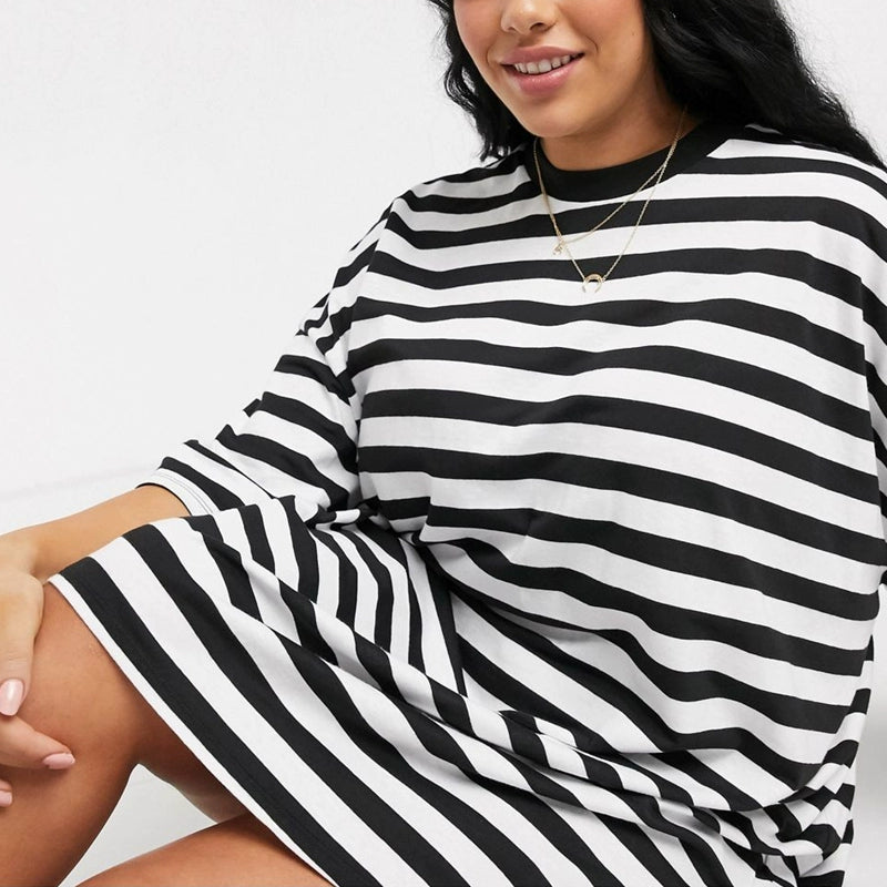 Plus Size Women's Mid-Length T-Shirt Dress for Spring and Summer