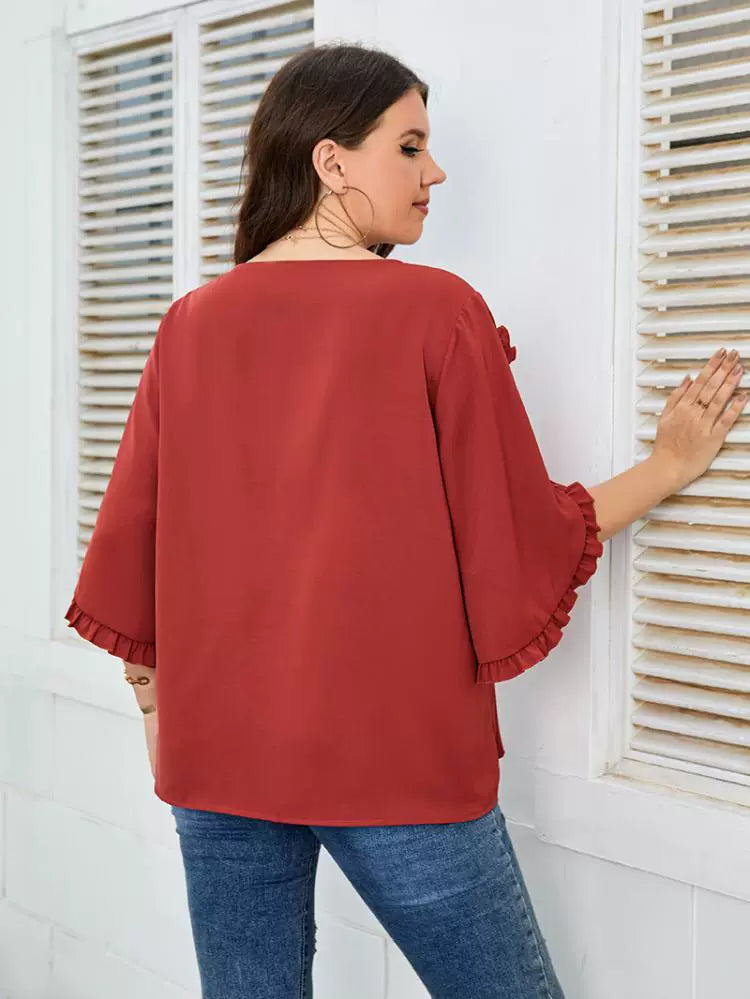 Stylish Plus Size Women's Half Sleeve Red Shirt for Ultimate Comfort