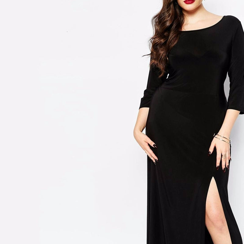 Plus Size Elegant Split Dress for Spring and Autumn