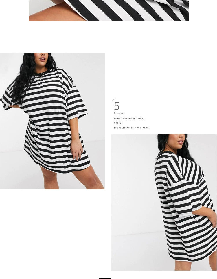 Plus Size Women's Mid-Length T-Shirt Dress for Spring and Summer