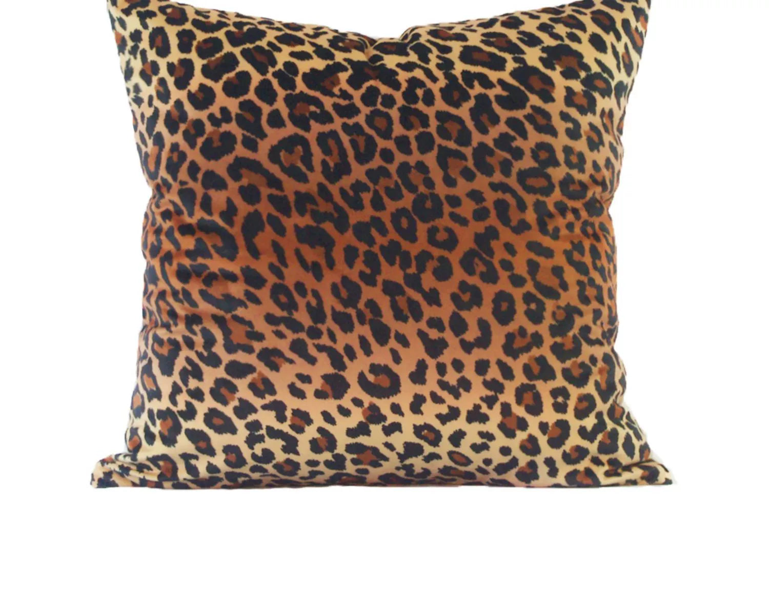 Retro Jungle Plant Golden Leopard Tiger Pattern Jungle Green Olive Green Pillow Cushion Leopard Pattern Tiger Head Bed & Breakfast Soft Outfit