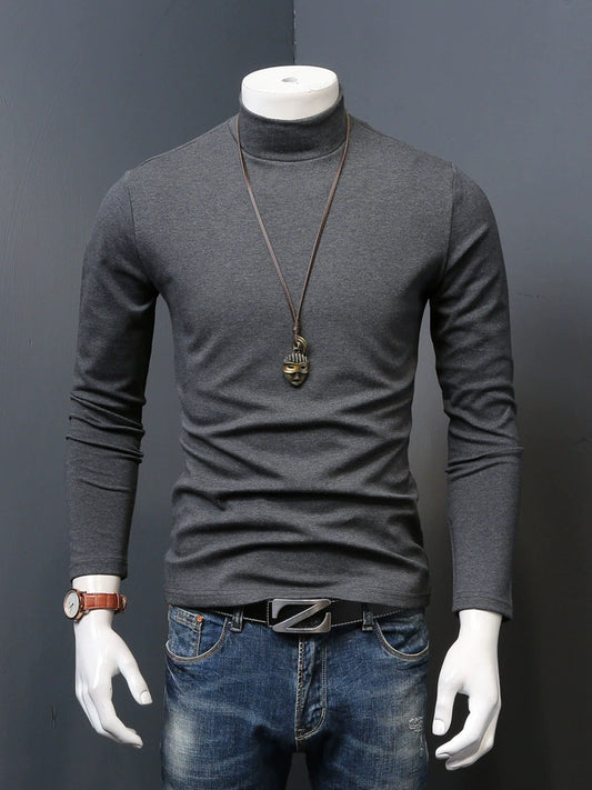 Stylish Thermal Long-Sleeved Base Shirt for Men in Solid Colors