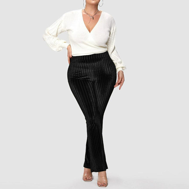 High-Waisted Plus Size Straight-Leg Bootleg Trousers for Women - R'l Stylish Transitional Pants