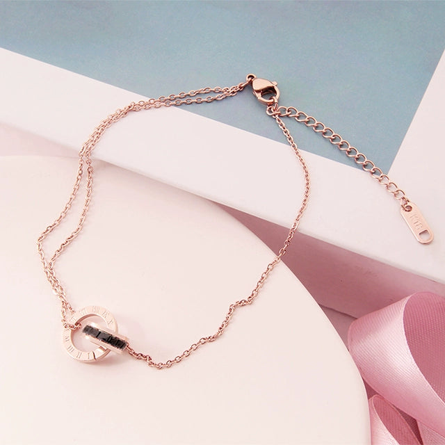 New Arrival Japanese and Korean Classy Titanium Steel Anklet Women's Non-Fading Rose Gold Anti-Allergy Student Stylish Fashion Online Red Fashion