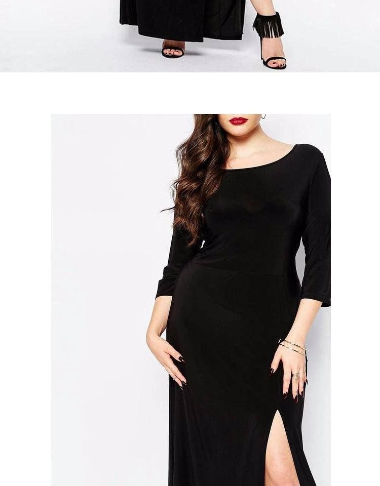 Plus Size Elegant Split Dress for Spring and Autumn