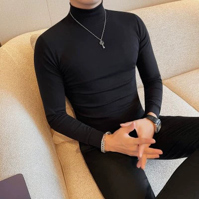 Korean-Inspired Men's Long Sleeve Chic Middle-Collar Shirt