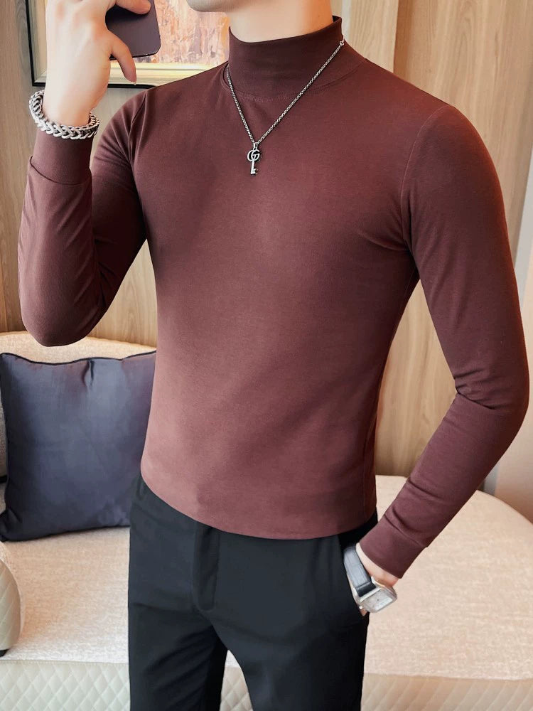 Korean-Inspired Men's Long Sleeve Chic Middle-Collar Shirt