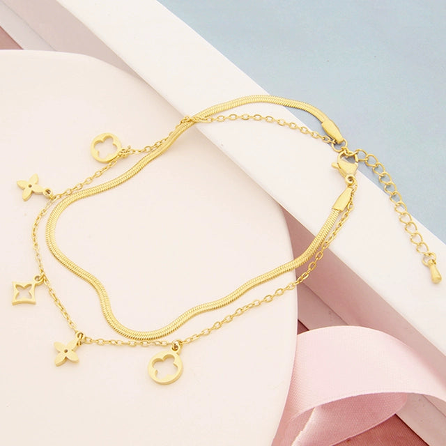 New Arrival Japanese and Korean Classy Titanium Steel Anklet Women's Non-Fading Rose Gold Anti-Allergy Student Stylish Fashion Online Red Fashion