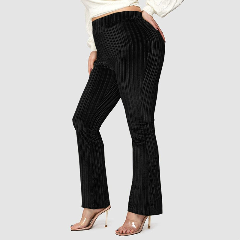 High-Waisted Plus Size Straight-Leg Bootleg Trousers for Women - R'l Stylish Transitional Pants