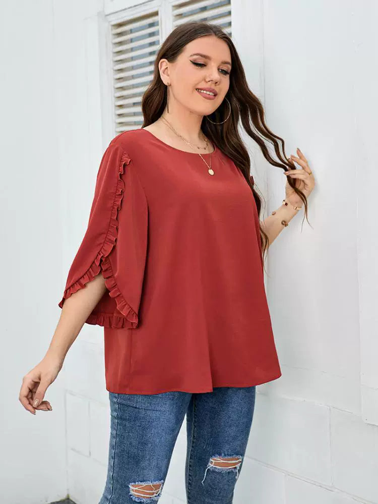 Stylish Plus Size Women's Half Sleeve Red Shirt for Ultimate Comfort