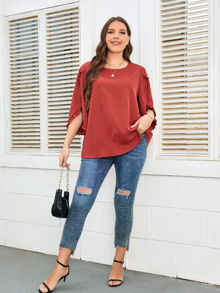 Stylish Plus Size Women's Half Sleeve Red Shirt for Ultimate Comfort