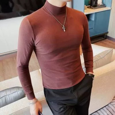 Korean-Inspired Men's Long Sleeve Chic Middle-Collar Shirt