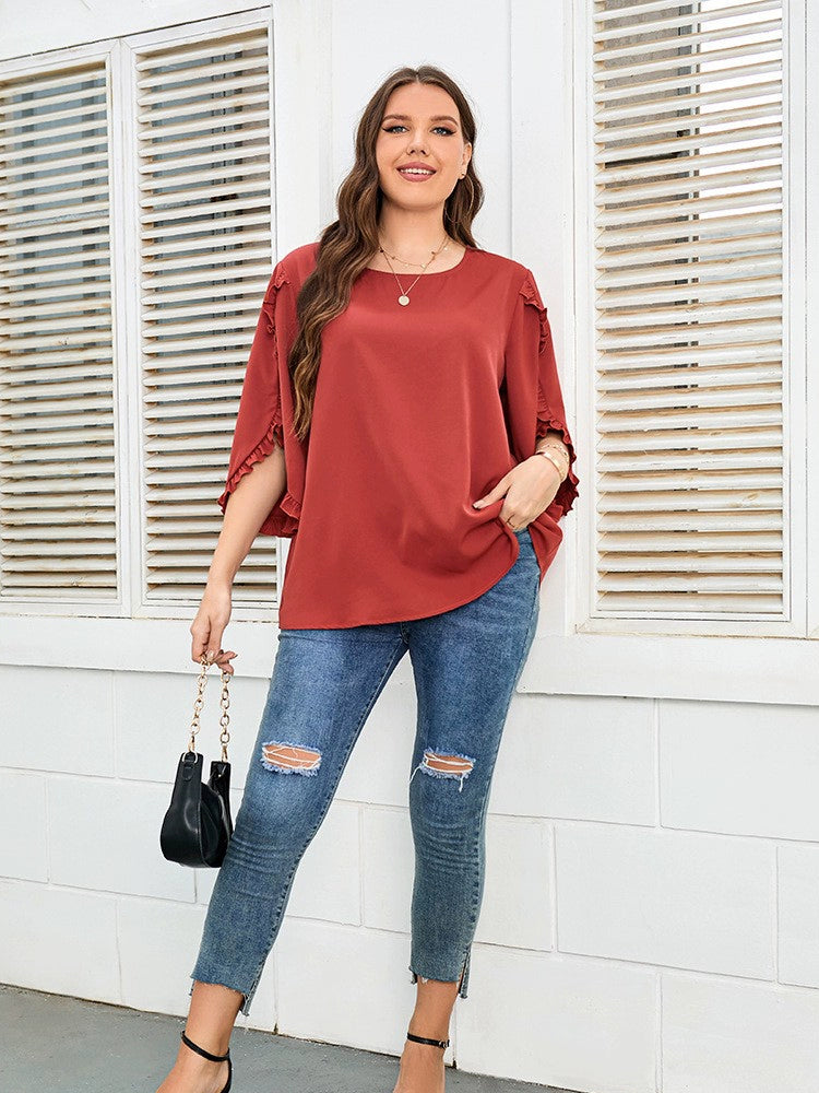 Stylish Plus Size Women's Half Sleeve Red Shirt for Ultimate Comfort