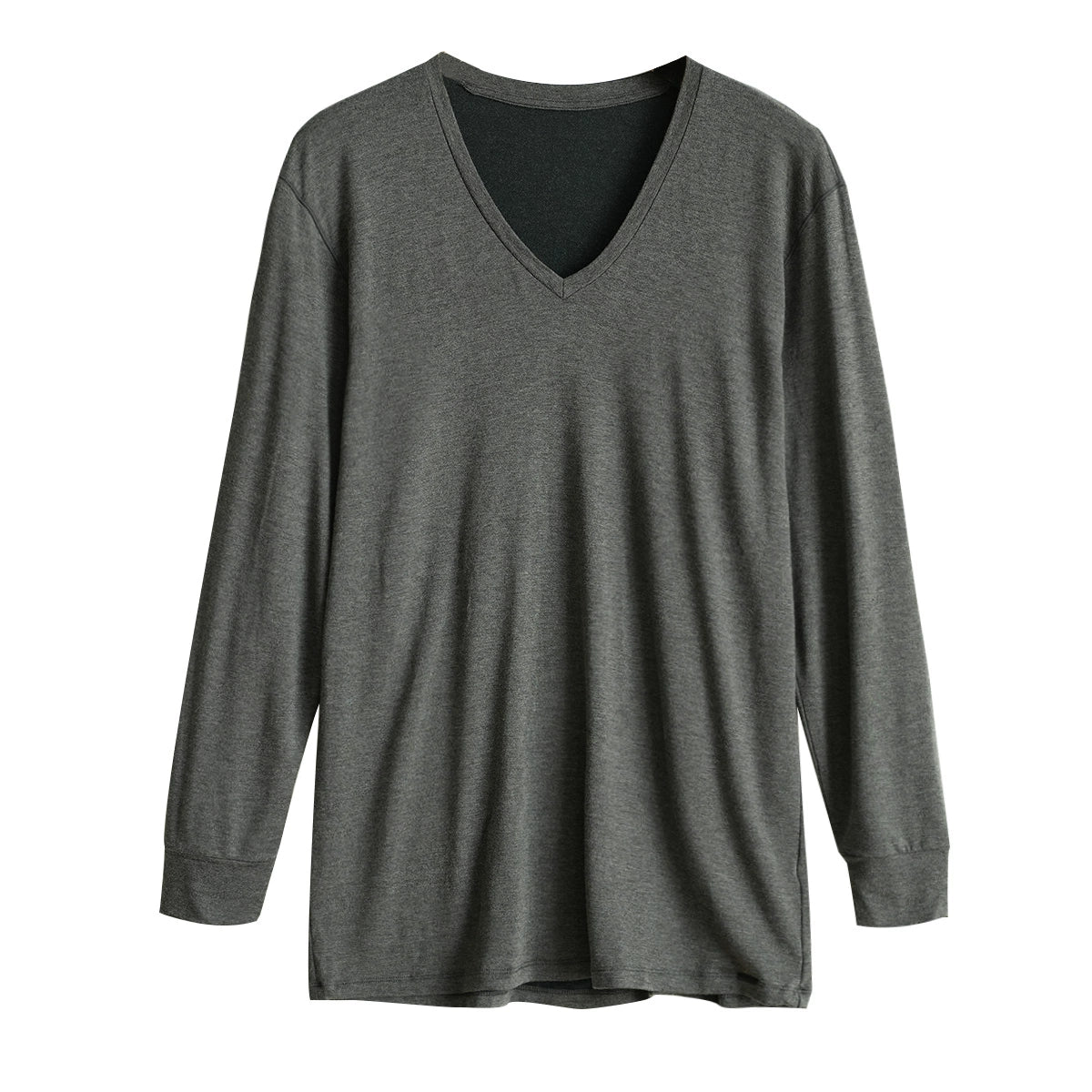 Men's Cozy Brushed Wool Long Sleeve Round Neck Shirt for Autumn Wear