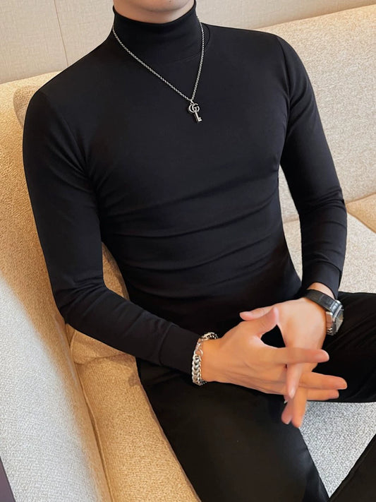 Korean-Inspired Men's Long Sleeve Chic Middle-Collar Shirt