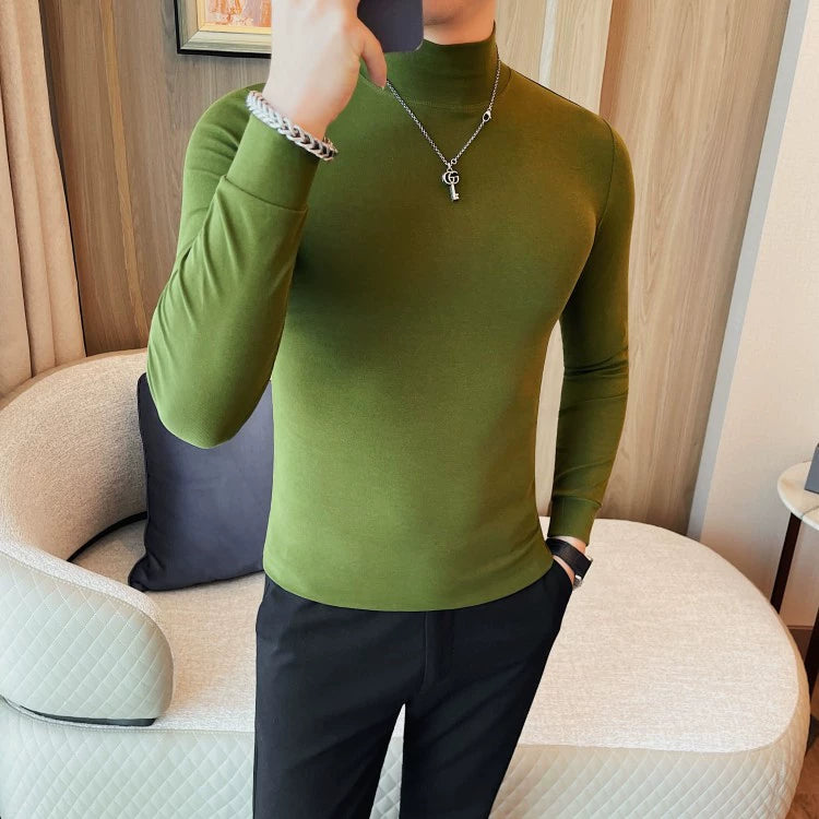 Korean-Inspired Men's Long Sleeve Chic Middle-Collar Shirt