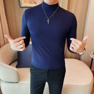 Korean-Inspired Men's Long Sleeve Chic Middle-Collar Shirt