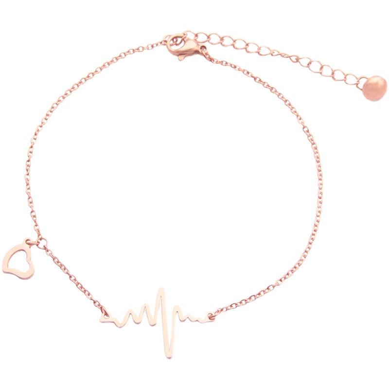 New Arrival Japanese and Korean Classy Titanium Steel Anklet Women's Non-Fading Rose Gold Anti-Allergy Student Stylish Fashion Online Red Fashion