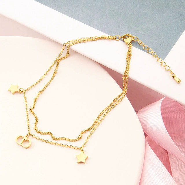 New Arrival Japanese and Korean Classy Titanium Steel Anklet Women's Non-Fading Rose Gold Anti-Allergy Student Stylish Fashion Online Red Fashion