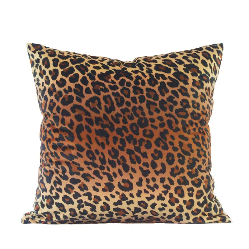 Retro Jungle Plant Golden Leopard Tiger Pattern Jungle Green Olive Green Pillow Cushion Leopard Pattern Tiger Head Bed & Breakfast Soft Outfit