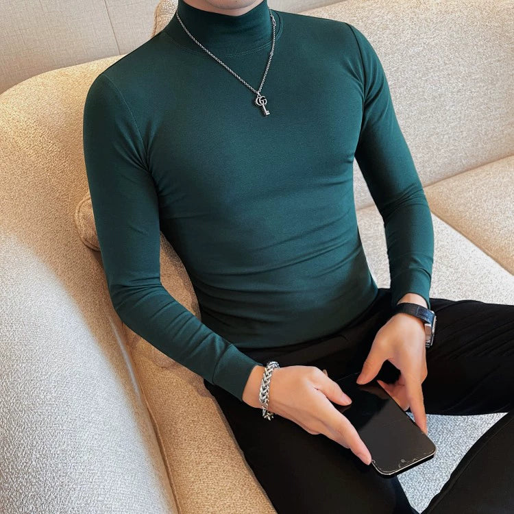 Korean-Inspired Men's Long Sleeve Chic Middle-Collar Shirt