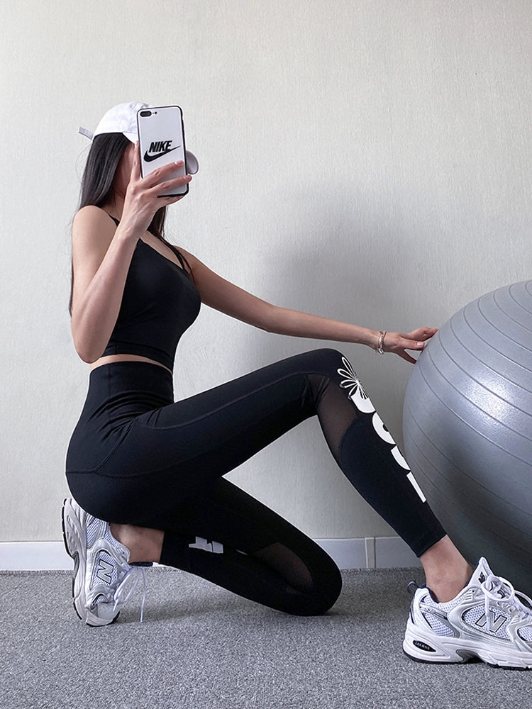 Sculpting High-Waisted Mesh Yoga Leggings for Fitness Enthusiasts