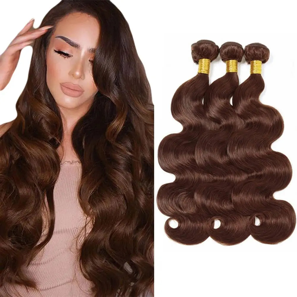 Luxurious Dark Brown Brazilian Body Wave Hair Extensions – 100% Remy, #4 Color Bundles