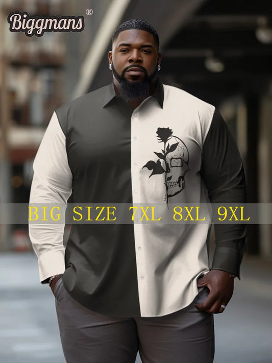 Biggmans Elegant White Shirt for Big & Tall Men - Summer Long Sleeve Formal & Casual Plus Size Top