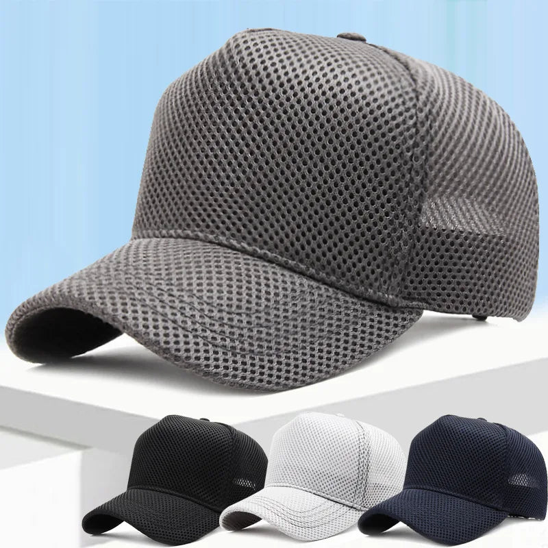 Plus Size Summer Trucker Cap for Men and Women - Breathable Adjustable Mesh Baseball Hat for Outdoor Sports