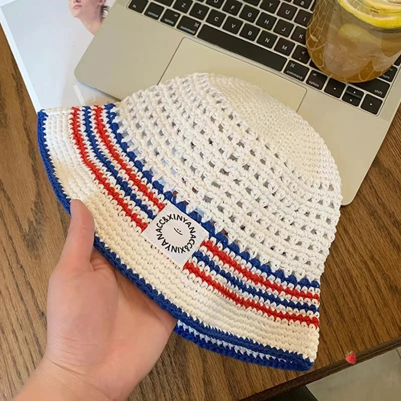 Stylish Handcrafted Crochet Bucket Hats for Women - Trendy Striped Fisherman Caps for Summer Adventures