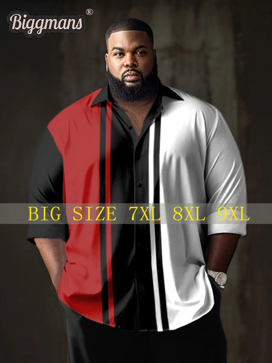 Biggmans Big and Tall Summer Suit Shirt - Stylish Black Long Sleeve Top for Men’s Casual and Sports Wear