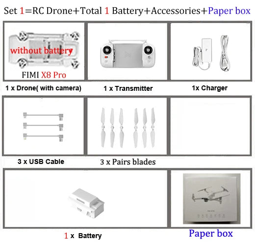 FIMI X8 Pro 4K HD Camera Drone with 3-Axis Gimbal and Smart Obstacle Avoidance for Aerial Photography